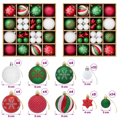vidaXL Christmas Ball Set 88 pcs Red, Green and White Ø 6 cm Plastic