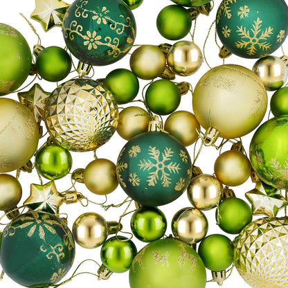 vidaXL Christmas Ball Set 88 pcs Light Green, Gold and Dark Green