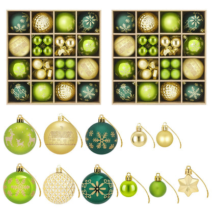 vidaXL Christmas Ball Set 88 pcs Light Green, Gold and Dark Green
