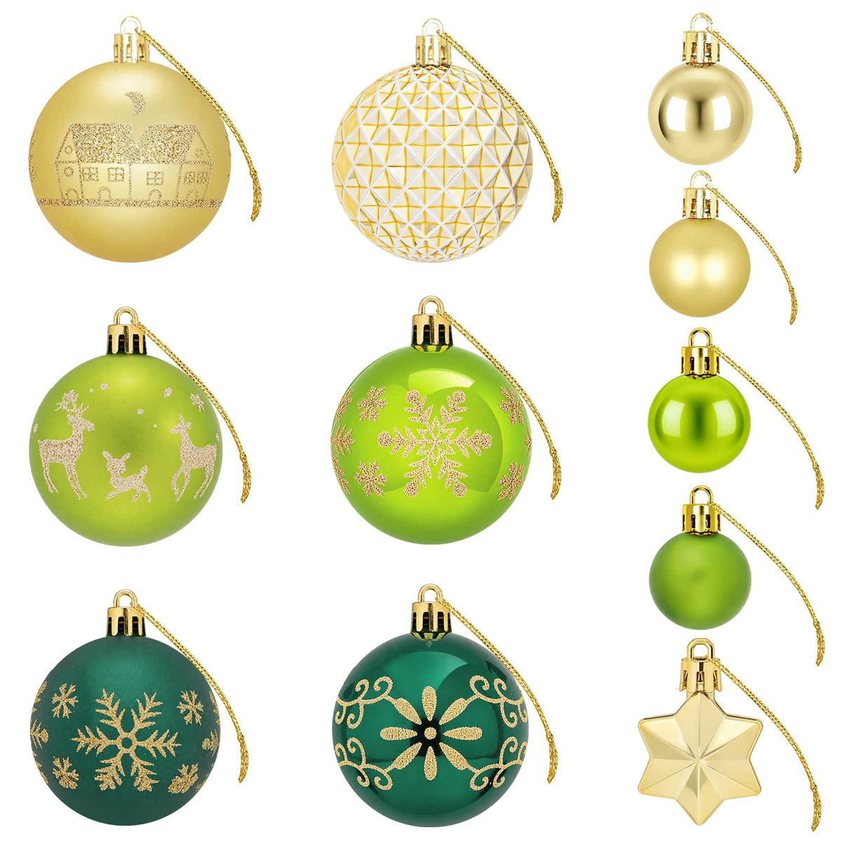 vidaXL Christmas Ball Set 88 pcs Light Green, Gold and Dark Green