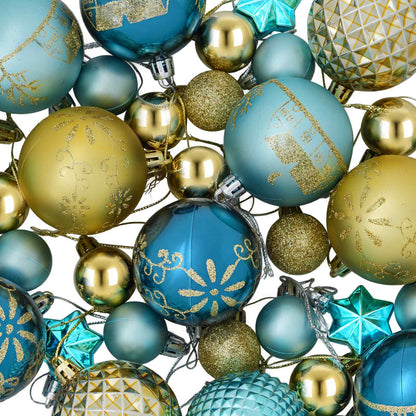 vidaXL Christmas Ball Set 88 pcs Dark Blue, Light Blue and Gold Ø 6 cm