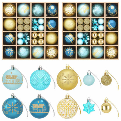 vidaXL Christmas Ball Set 88 pcs Dark Blue, Light Blue and Gold Ø 6 cm