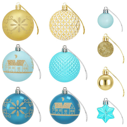 vidaXL Christmas Ball Set 88 pcs Dark Blue, Light Blue and Gold Ø 6 cm