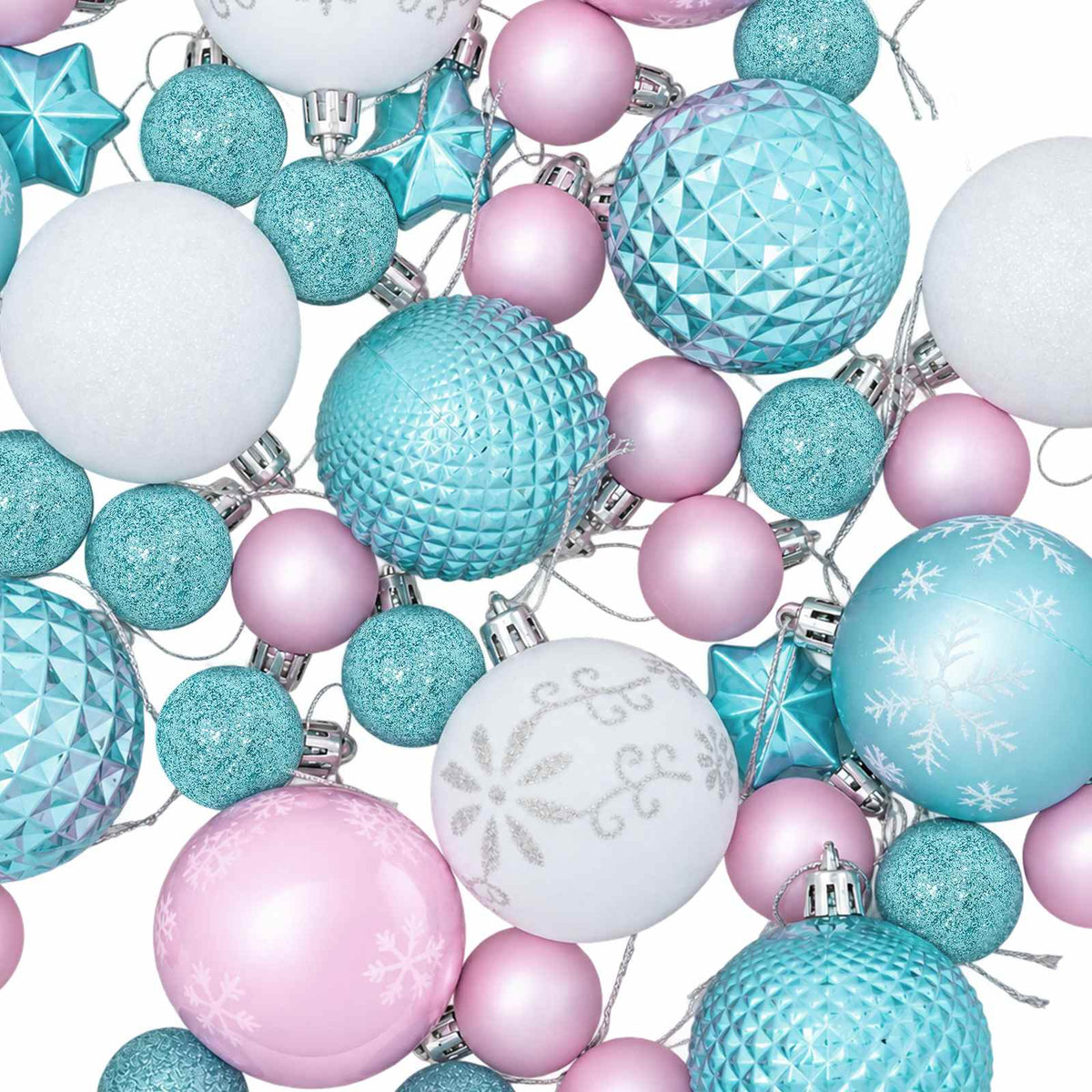vidaXL Christmas Ball Set 88 pcs Turquoise, Pink and White Ø 6 cm