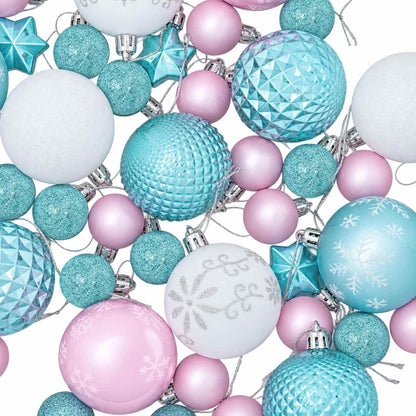 vidaXL Christmas Ball Set 88 pcs Turquoise, Pink and White Ø 6 cm