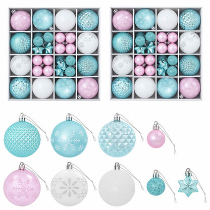 vidaXL Christmas Ball Set 88 pcs Turquoise, Pink and White Ø 6 cm