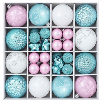 vidaXL Christmas Ball Set 88 pcs Turquoise, Pink and White Ø 6 cm