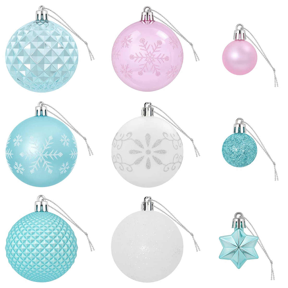vidaXL Christmas Ball Set 88 pcs Turquoise, Pink and White Ø 6 cm