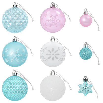 vidaXL Christmas Ball Set 88 pcs Turquoise, Pink and White Ø 6 cm