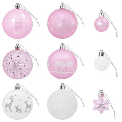 vidaXL Christmas Ball Set 88 pcs Pink and White Ø 6 cm Plastic