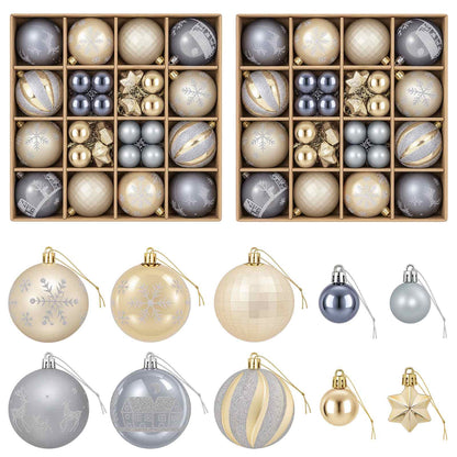 vidaXL Christmas Ball Set 88 pcs Gold and Grey Ø 6 cm Plastic