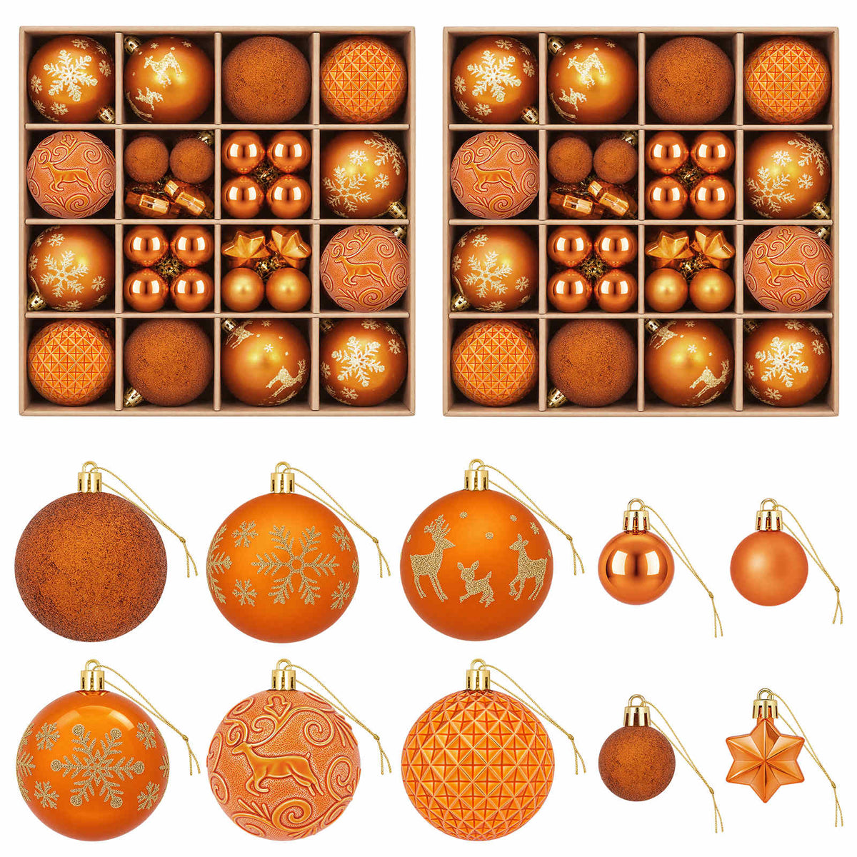 vidaXL Christmas Ball Set 88 pcs Bronze Ø 6 cm Plastic
