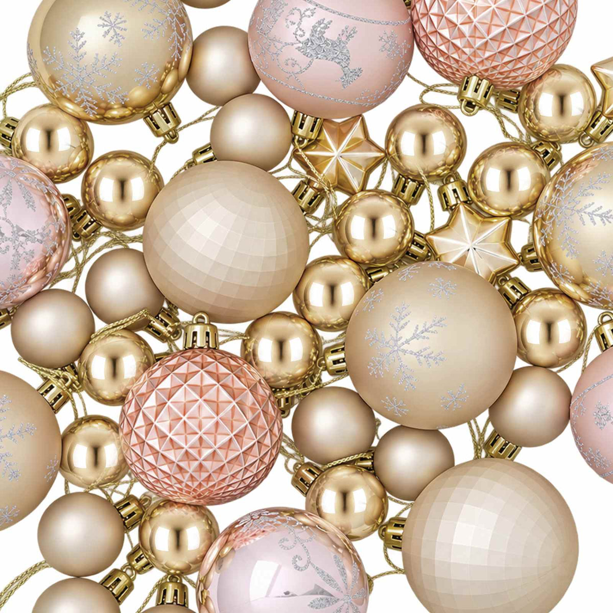 vidaXL Christmas Ball Set 88 pcs Rose Gold and Gold Ø 6 cm Plastic