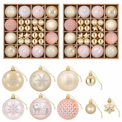 vidaXL Christmas Ball Set 88 pcs Rose Gold and Gold Ø 6 cm Plastic
