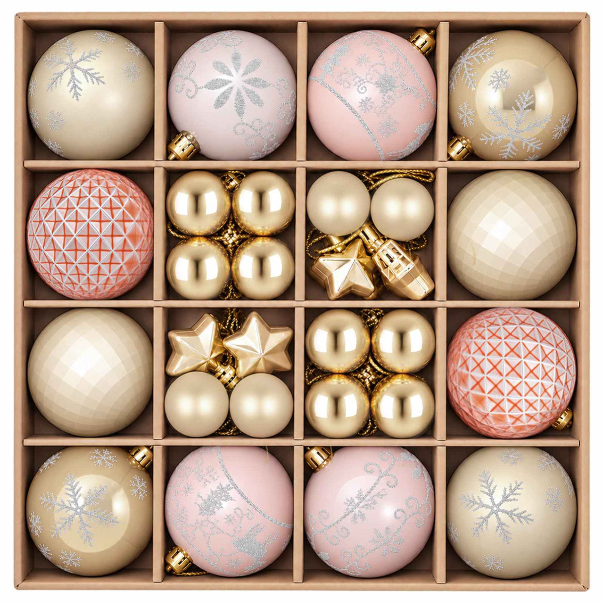 vidaXL Christmas Ball Set 88 pcs Rose Gold and Gold Ø 6 cm Plastic