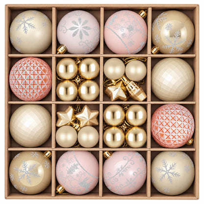 vidaXL Christmas Ball Set 88 pcs Rose Gold and Gold Ø 6 cm Plastic