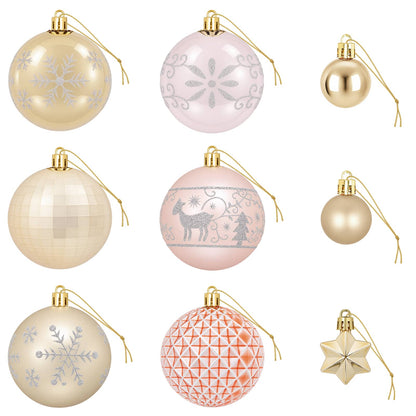 vidaXL Christmas Ball Set 88 pcs Rose Gold and Gold Ø 6 cm Plastic