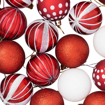 vidaXL Christmas Ball Set 30 pcs Red and White Ø 6 cm Plastic