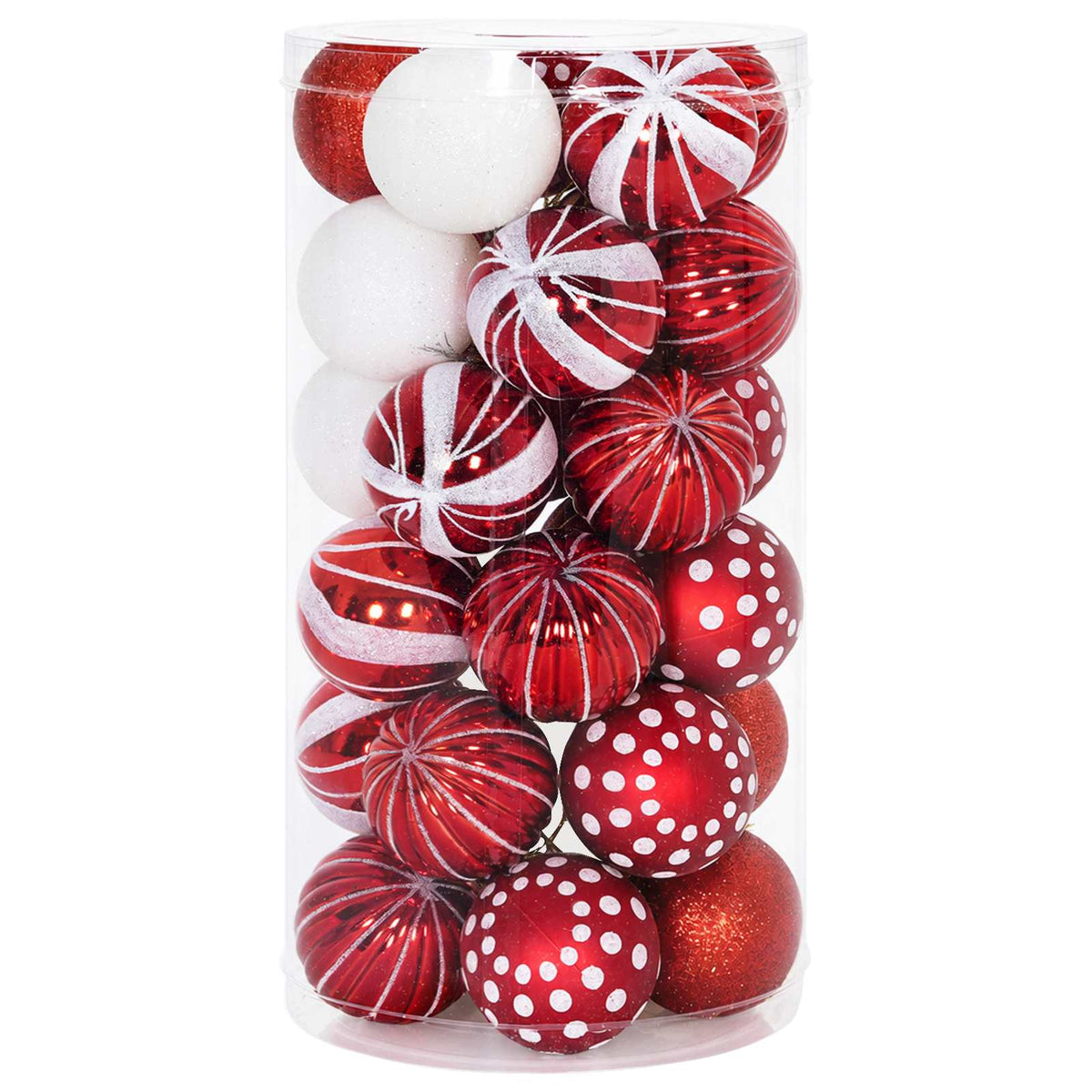 vidaXL Christmas Ball Set 30 pcs Red and White Ø 6 cm Plastic