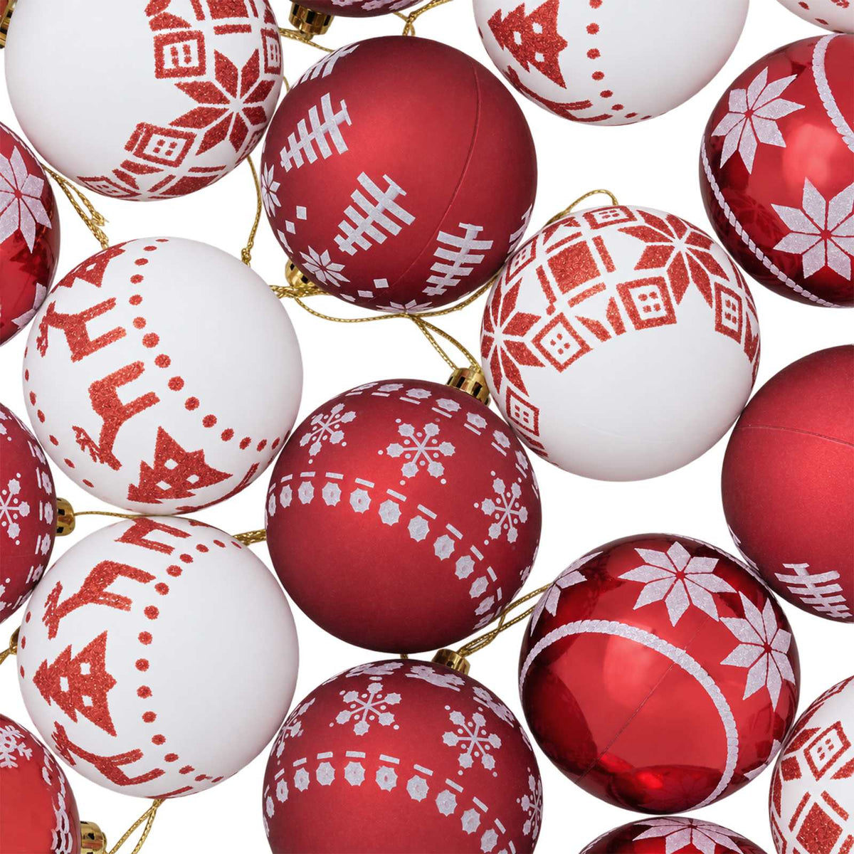 vidaXL Christmas Ball Set 30 pcs Red and White Ø 6 cm Plastic