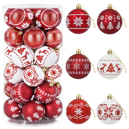 vidaXL Christmas Ball Set 30 pcs Red and White Ø 6 cm Plastic