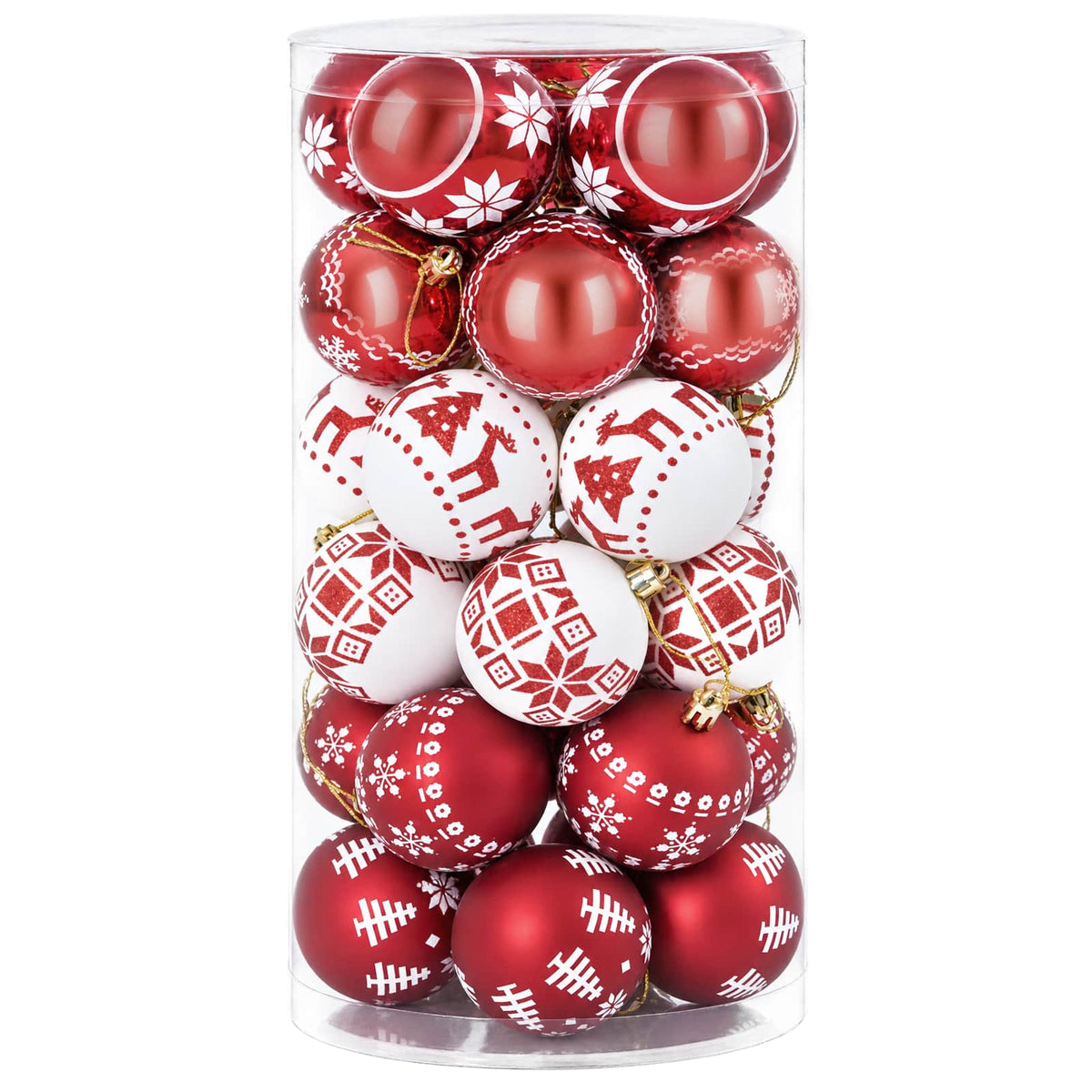 vidaXL Christmas Ball Set 30 pcs Red and White Ø 6 cm Plastic