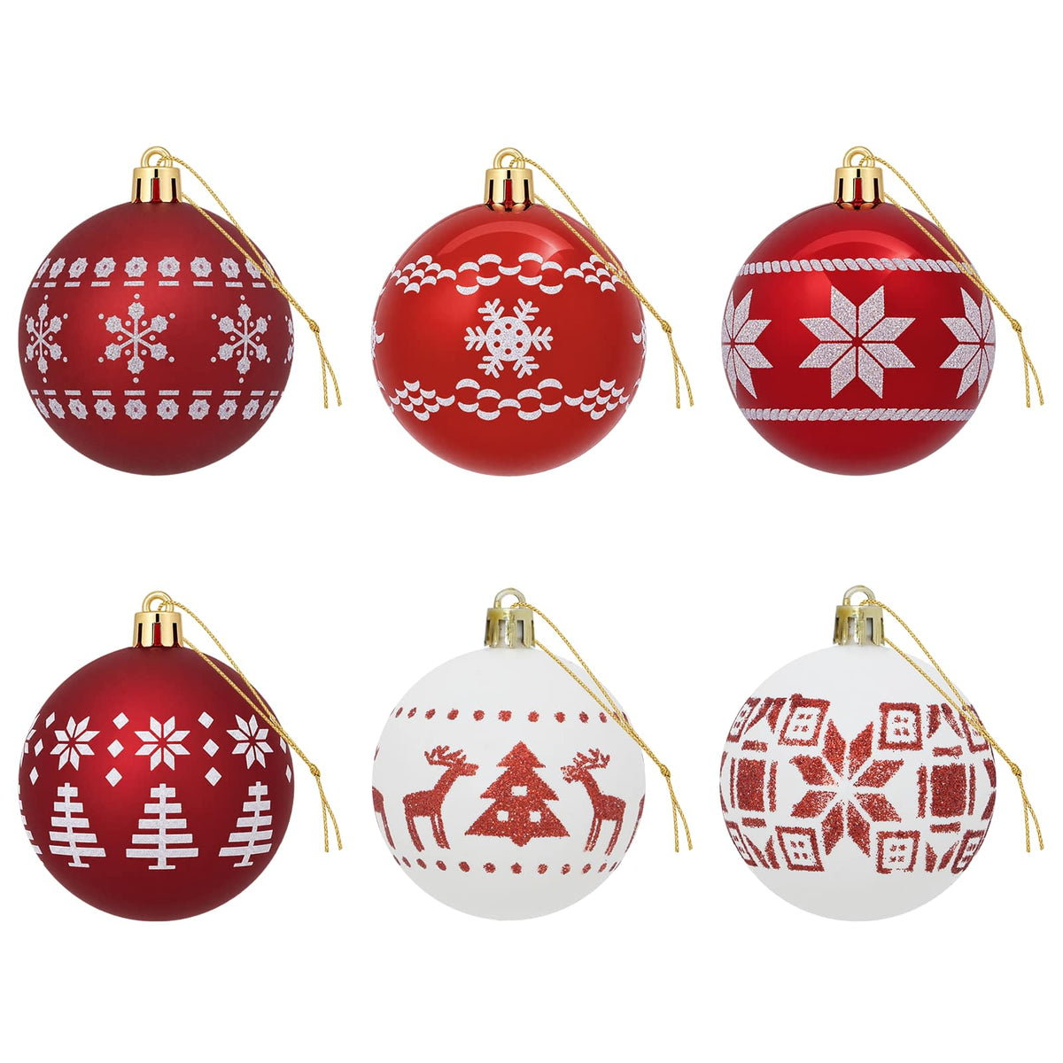 vidaXL Christmas Ball Set 30 pcs Red and White Ø 6 cm Plastic