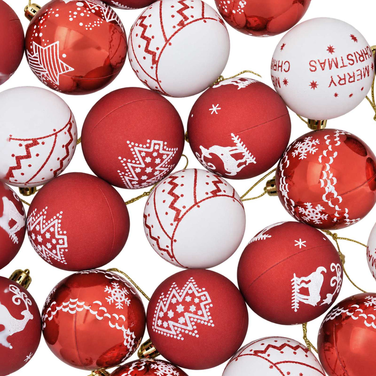vidaXL Christmas Ball Set 30 pcs Red and White Ø 6 cm Plastic