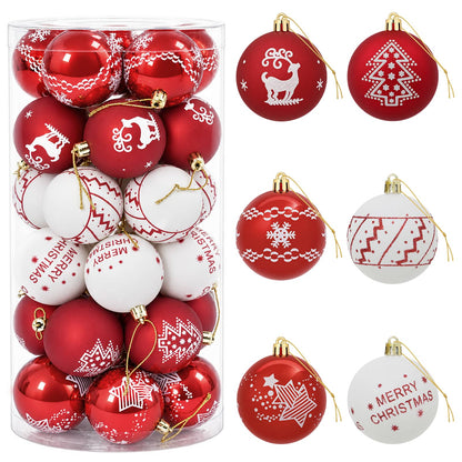 vidaXL Christmas Ball Set 30 pcs Red and White Ø 6 cm Plastic