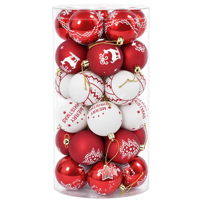 vidaXL Christmas Ball Set 30 pcs Red and White Ø 6 cm Plastic