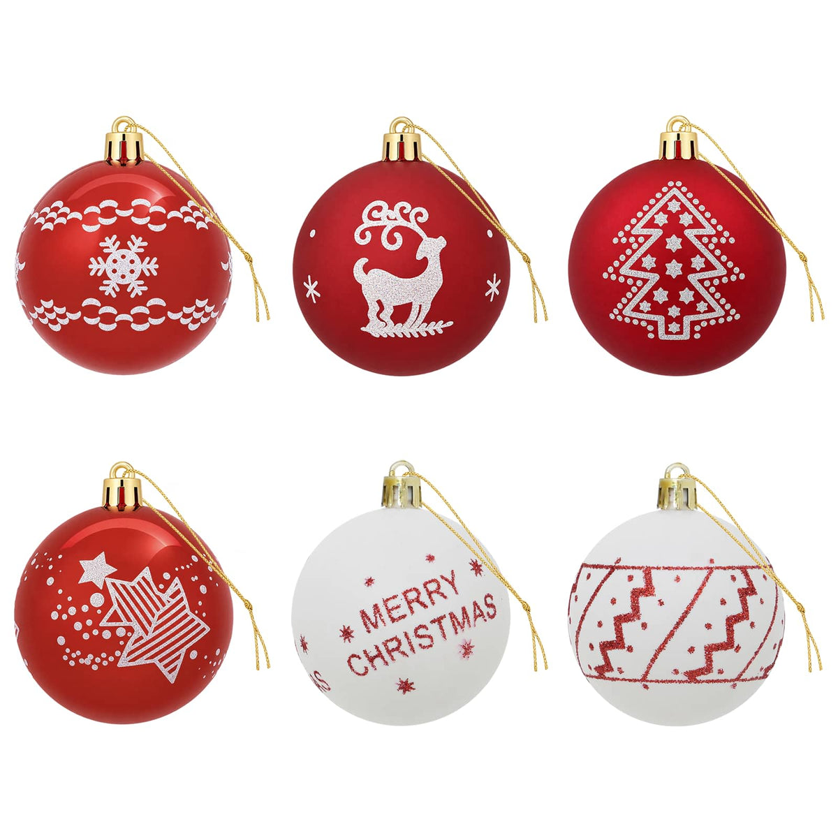 vidaXL Christmas Ball Set 30 pcs Red and White Ø 6 cm Plastic