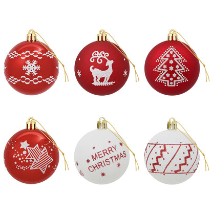 vidaXL Christmas Ball Set 30 pcs Red and White Ø 6 cm Plastic