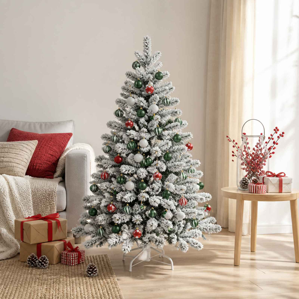 vidaXL Christmas Ball Set 30 pcs White, Red and Green Ø 6 cm Plastic