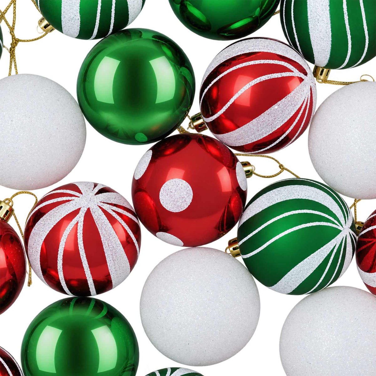 vidaXL Christmas Ball Set 30 pcs White, Red and Green Ø 6 cm Plastic