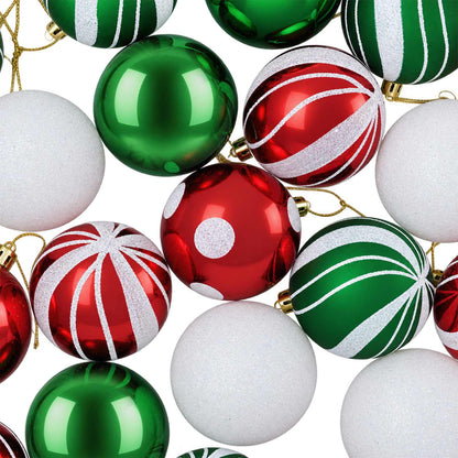 vidaXL Christmas Ball Set 30 pcs White, Red and Green Ø 6 cm Plastic