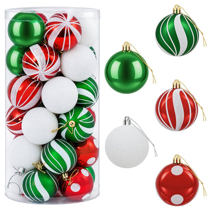 vidaXL Christmas Ball Set 30 pcs White, Red and Green Ø 6 cm Plastic