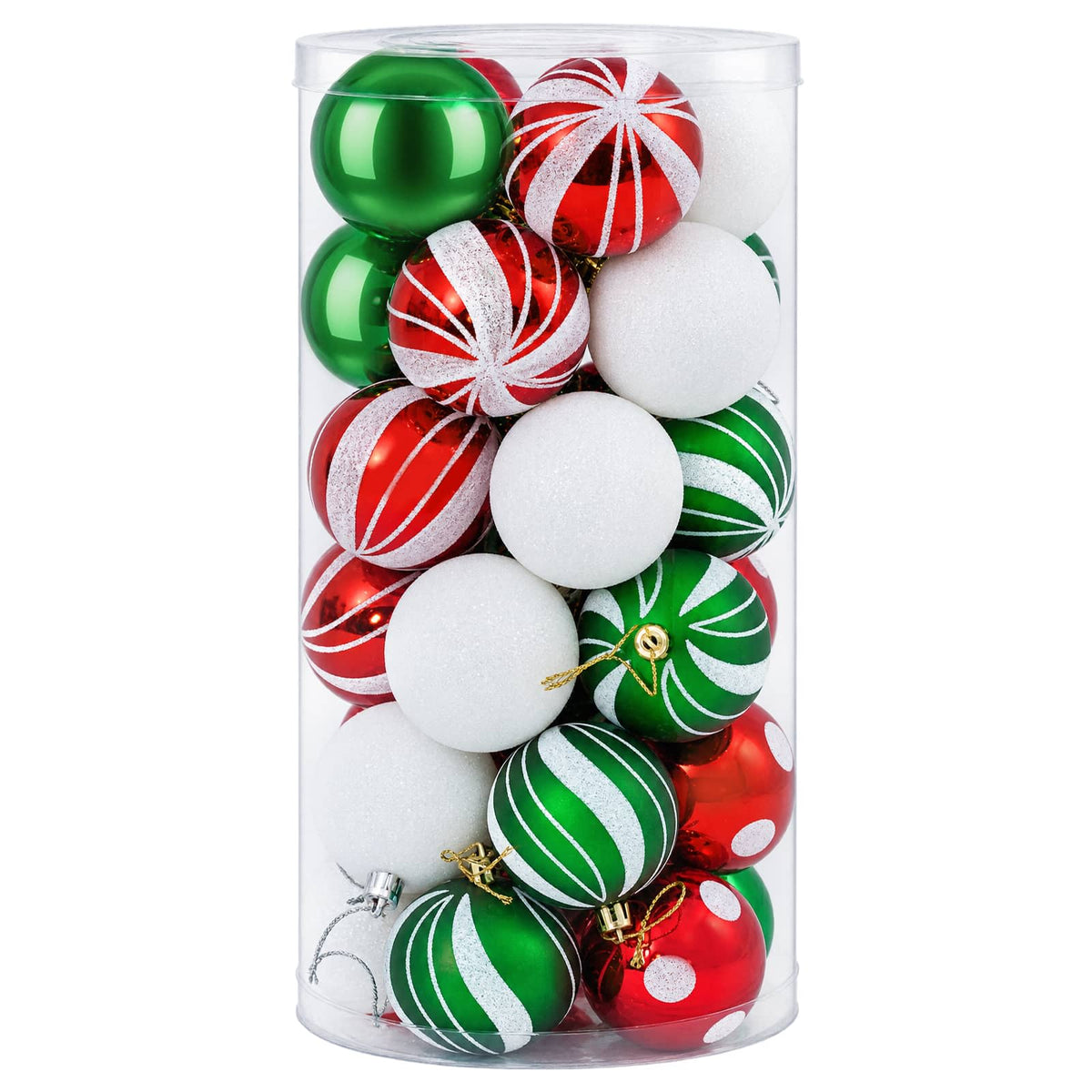 vidaXL Christmas Ball Set 30 pcs White, Red and Green Ø 6 cm Plastic