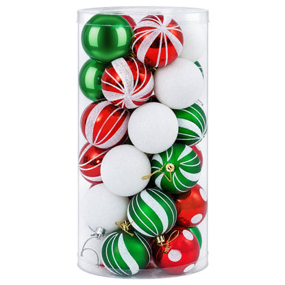 vidaXL Christmas Ball Set 30 pcs White, Red and Green Ø 6 cm Plastic