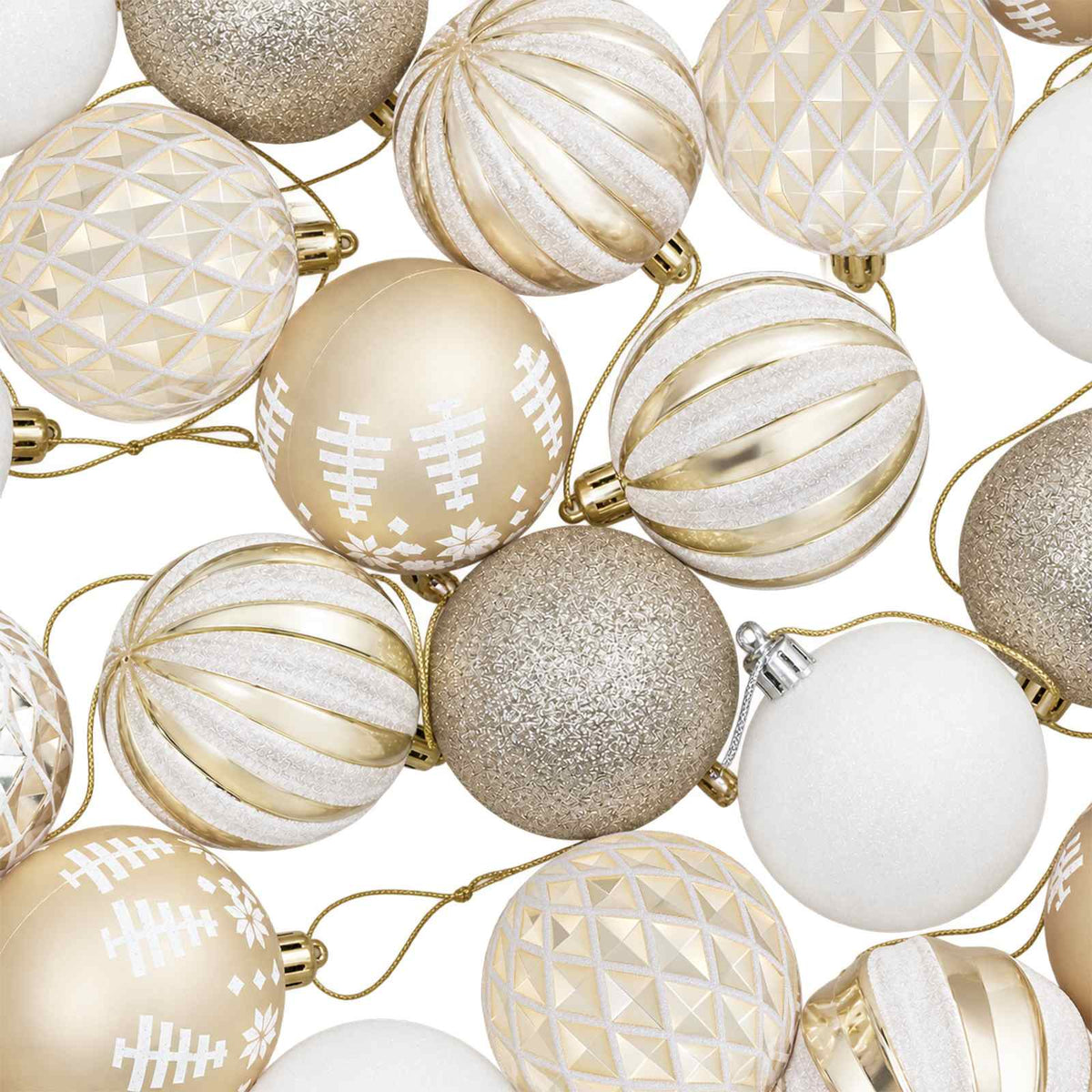 vidaXL Christmas Ball Set 30 pcs Gold and White Ø 6 cm Plastic