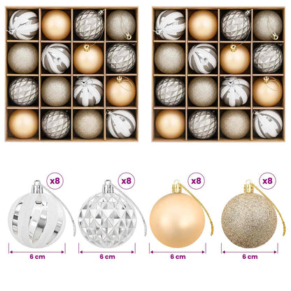 vidaXL Christmas Ball Set 32 pcs Gold Ø 6 cm Plastic