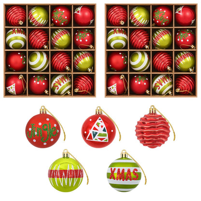 vidaXL Christmas Ball Set 32 pcs Light Green and Red Ø 6 cm Plastic