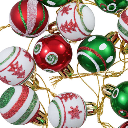 vidaXL Christmas Ball Set 72 pcs Red, White and Green Ø 3 cm Plastic