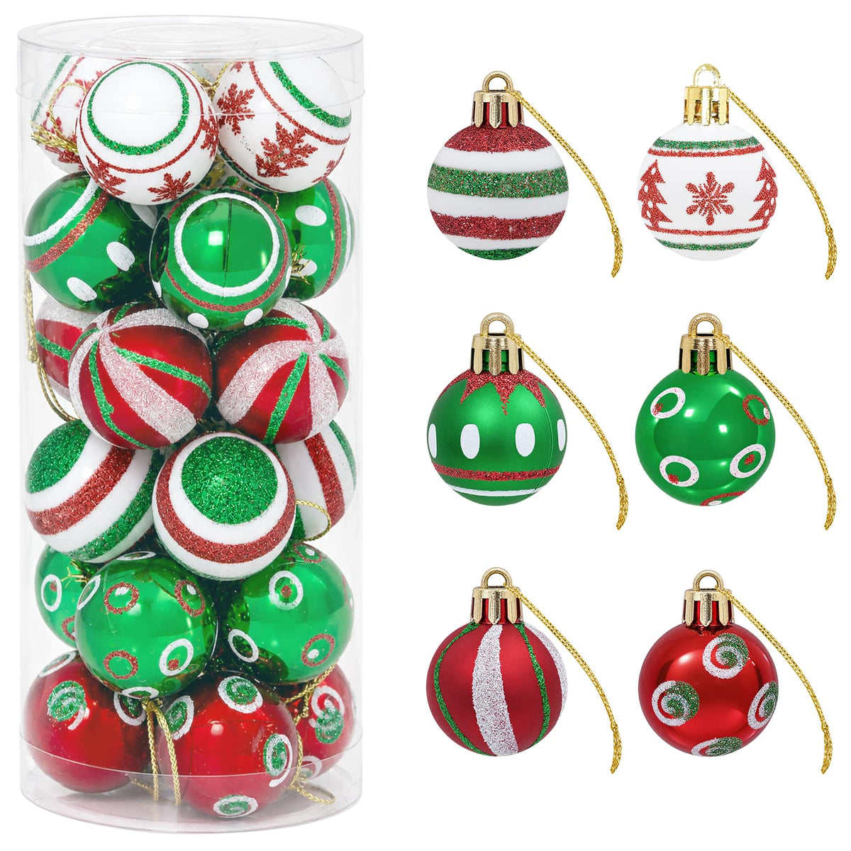 vidaXL Christmas Ball Set 72 pcs Red, White and Green Ø 3 cm Plastic