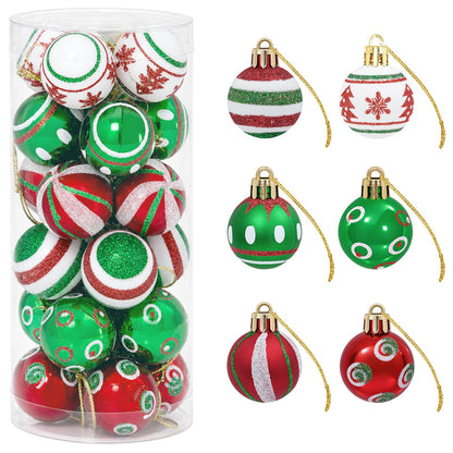 vidaXL Christmas Ball Set 72 pcs Red, White and Green Ø 3 cm Plastic