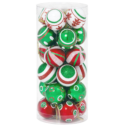 vidaXL Christmas Ball Set 72 pcs Red, White and Green Ø 3 cm Plastic