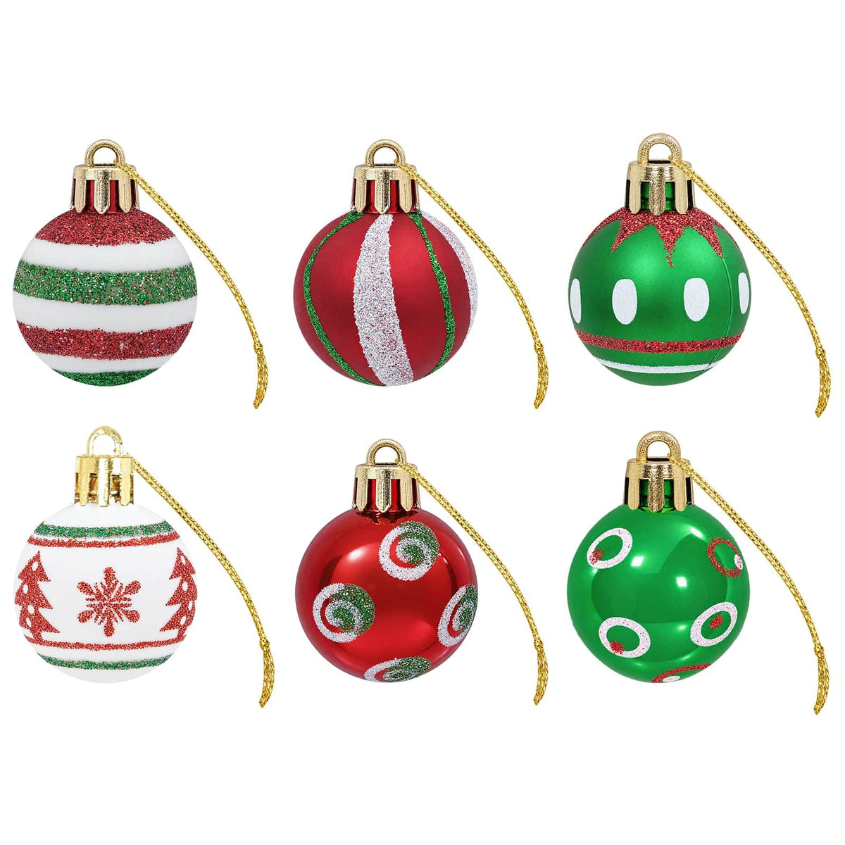 vidaXL Christmas Ball Set 72 pcs Red, White and Green Ø 3 cm Plastic