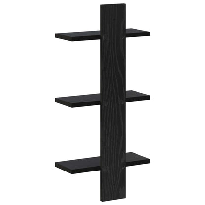 vidaXL Wall Shelf Black Oak 30 x 13.5 x 64.5 cm Engineered Wood