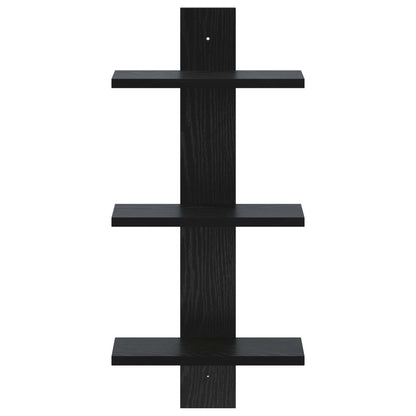 vidaXL Wall Shelf Black Oak 30 x 13.5 x 64.5 cm Engineered Wood