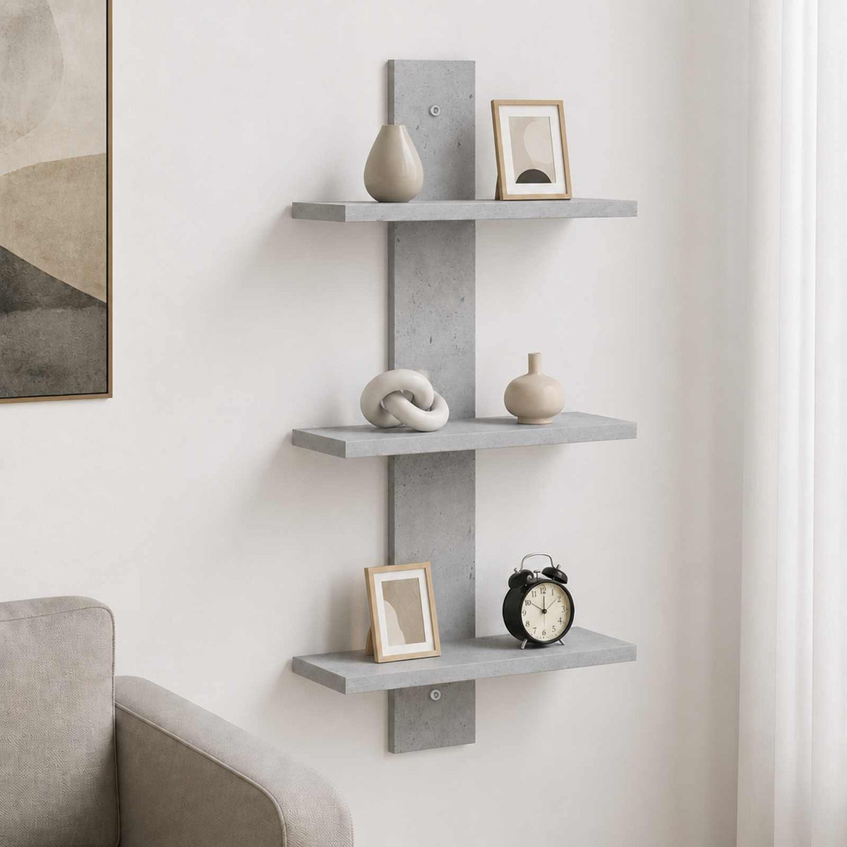 vidaXL Wall Shelf Concrete Grey 30 x 13.5 x 64.5 cm Engineered Wood