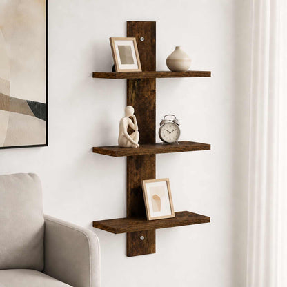 vidaXL Wall Shelf Smoked Oak 30 x 13.5 x 64.5 cm Engineered Wood